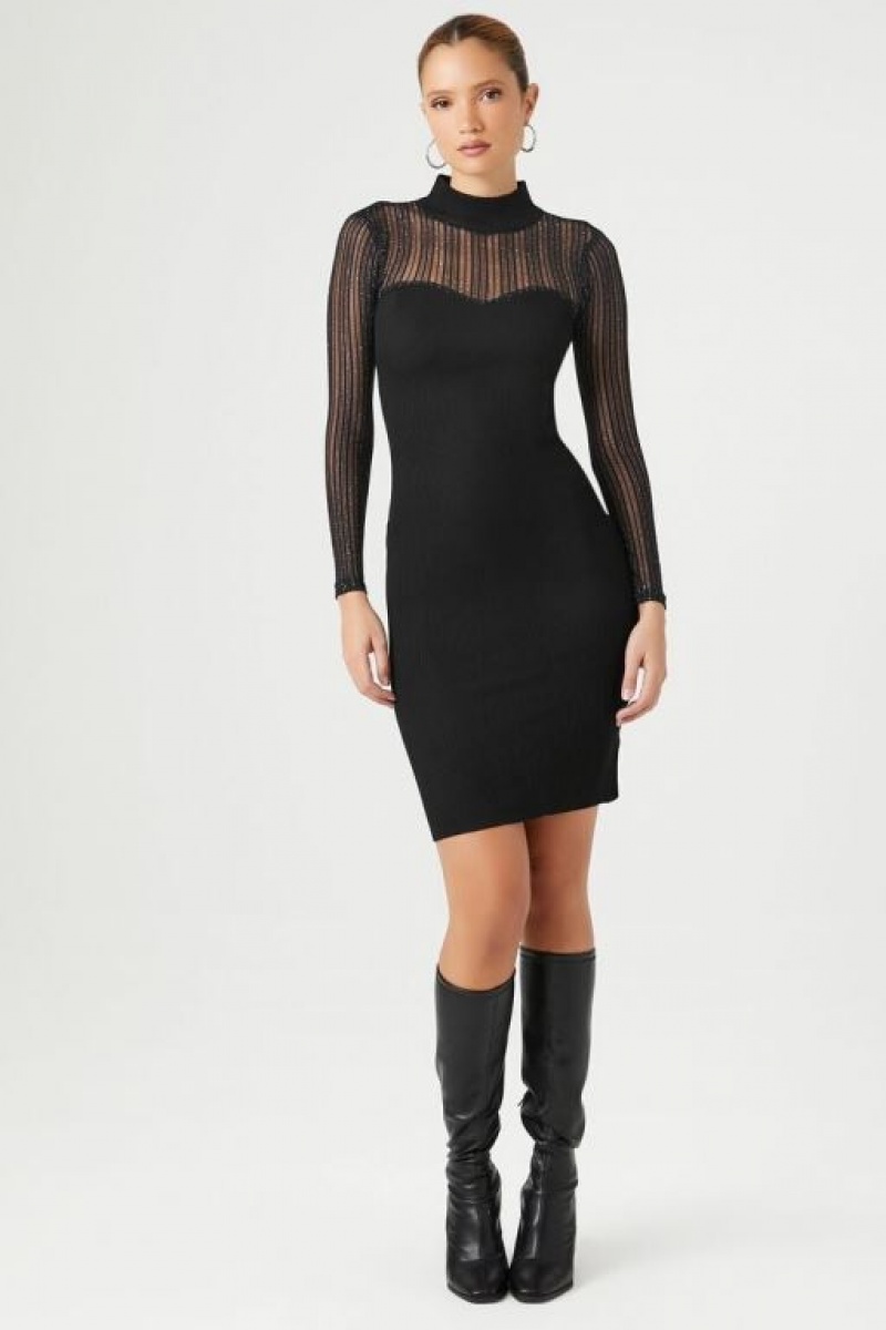 Vestido Forever 21 Knit Mock Neck Midi Mujer Negras | PpKDOLm8XVD