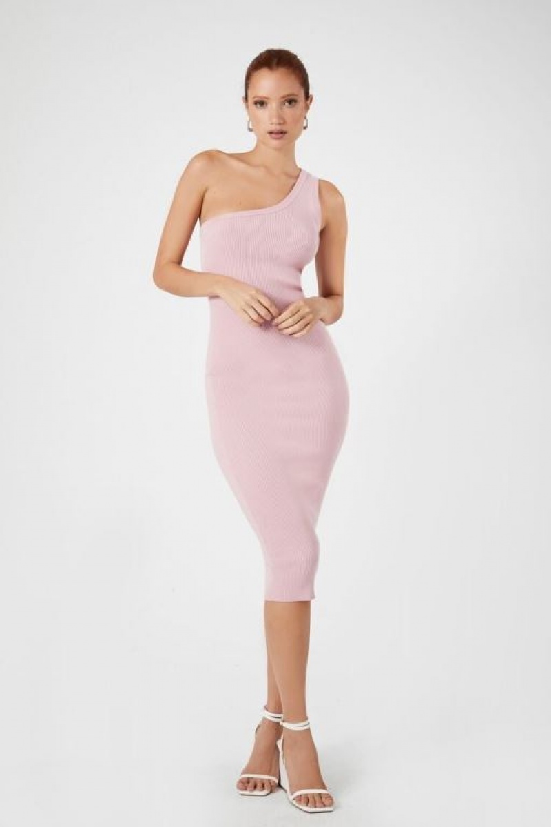 Vestido Forever 21 Knit One Shoulder Mujer Rosas | 0uhWdoF2Ikm