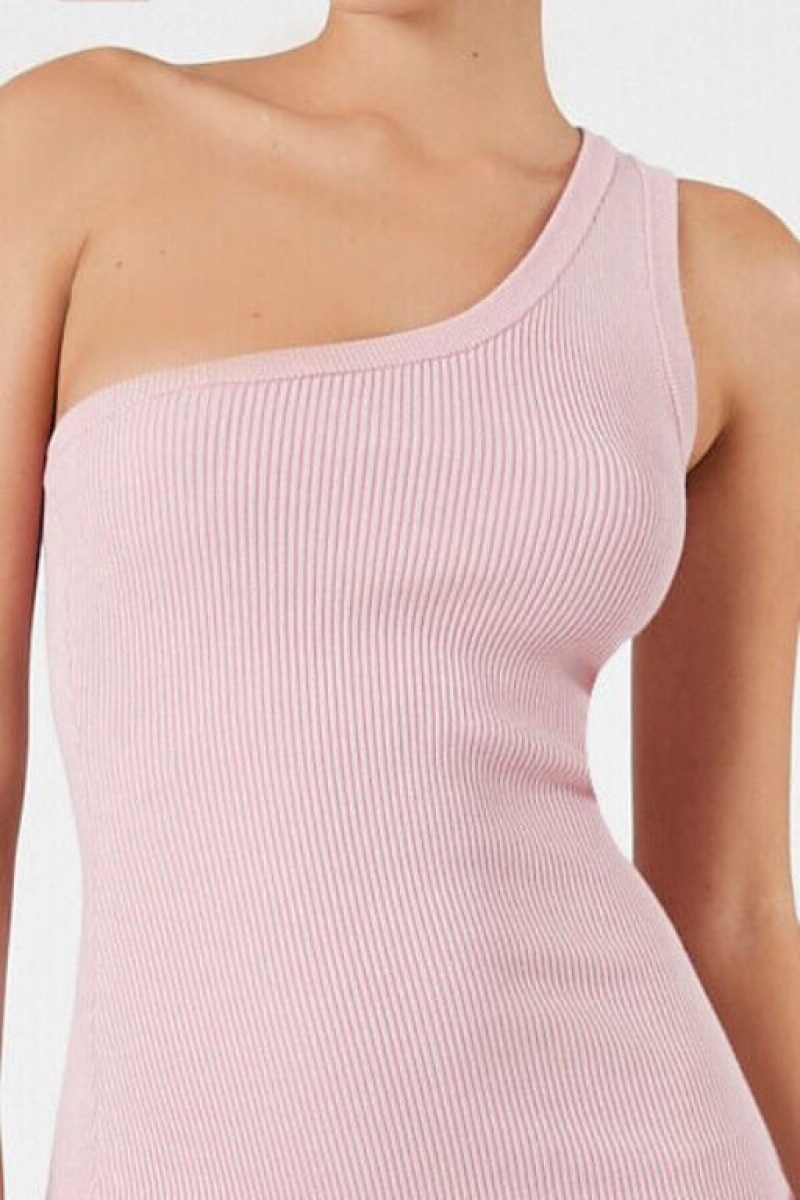 Vestido Forever 21 Knit One Shoulder Mujer Rosas | 0uhWdoF2Ikm