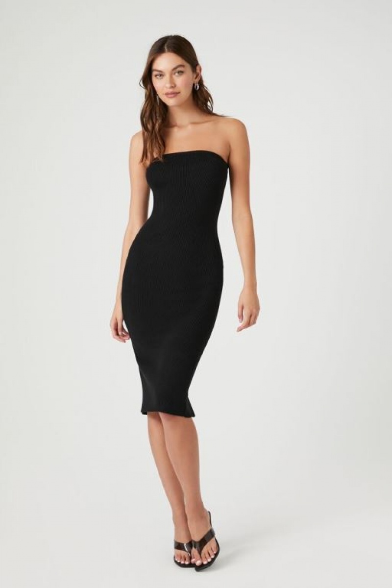 Vestido Forever 21 Knit Tube Midi Mujer Negras | mIFiuNe2HEO