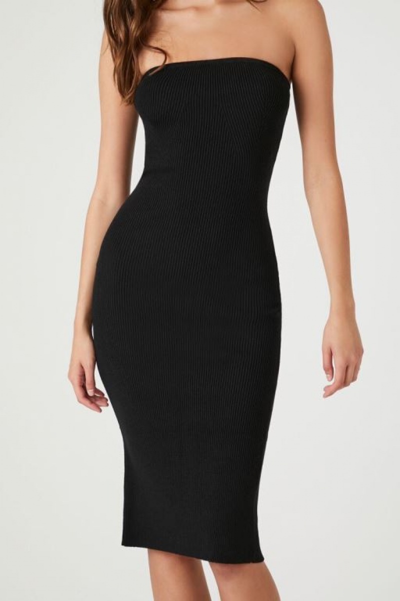 Vestido Forever 21 Knit Tube Midi Mujer Negras | mIFiuNe2HEO