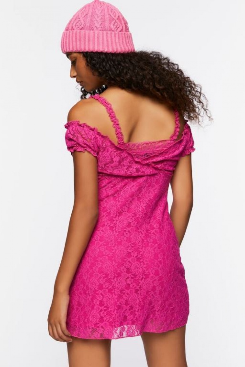 Vestido Forever 21 Lace Cami Cap Sleeve Mini Mujer Fucsia | pVOejISQoLz