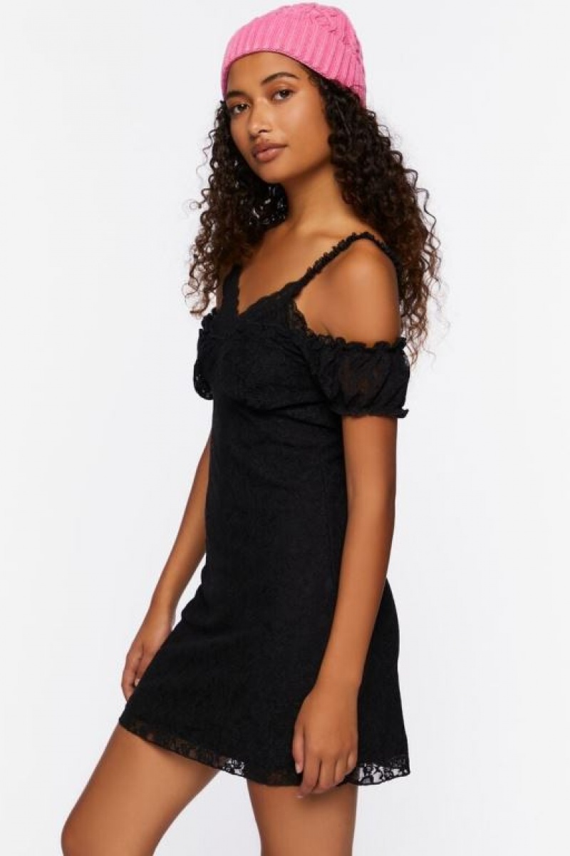 Vestido Forever 21 Lace Cami Cap Sleeve Mini Mujer Negras | aiOcmJaCIaL