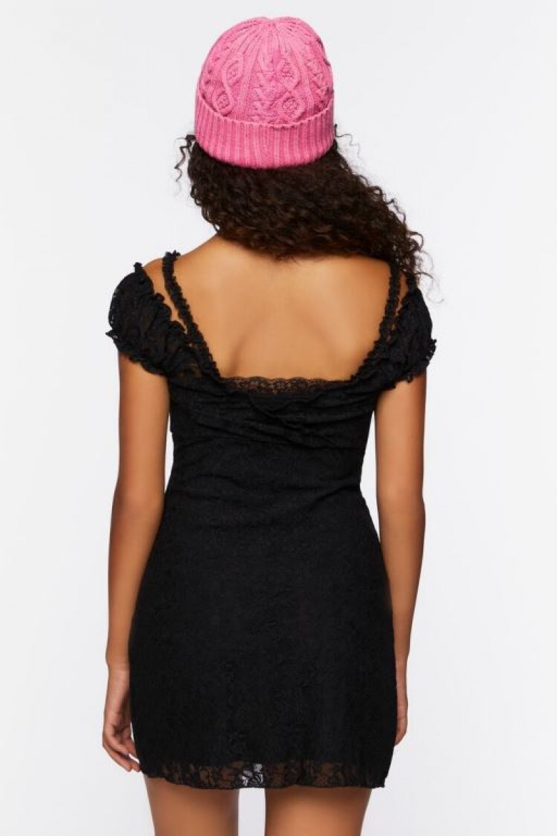 Vestido Forever 21 Lace Cami Cap Sleeve Mini Mujer Negras | aiOcmJaCIaL