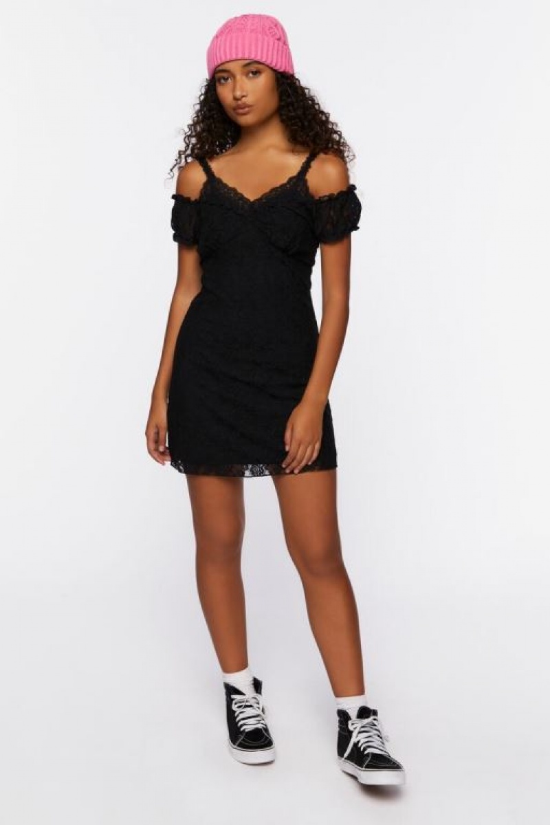 Vestido Forever 21 Lace Cami Cap Sleeve Mini Mujer Negras | aiOcmJaCIaL