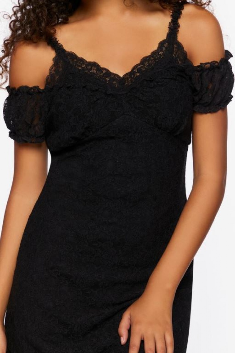 Vestido Forever 21 Lace Cami Cap Sleeve Mini Mujer Negras | aiOcmJaCIaL