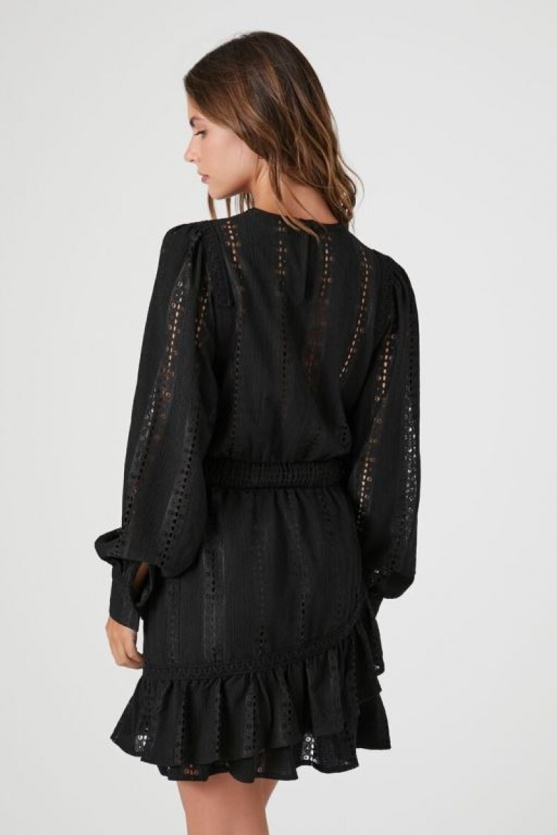 Vestido Forever 21 Lace Eyelet Mini Mujer Negras | YfTWaMBaCJp