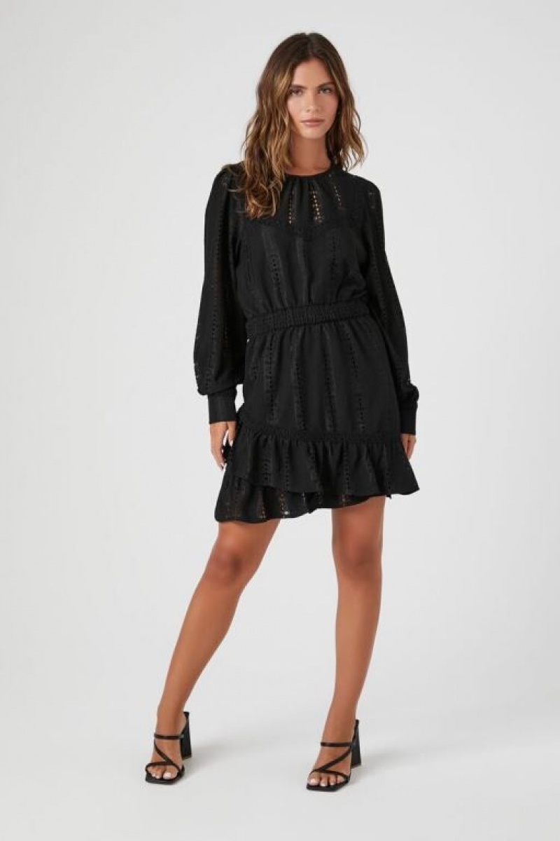 Vestido Forever 21 Lace Eyelet Mini Mujer Negras | YfTWaMBaCJp