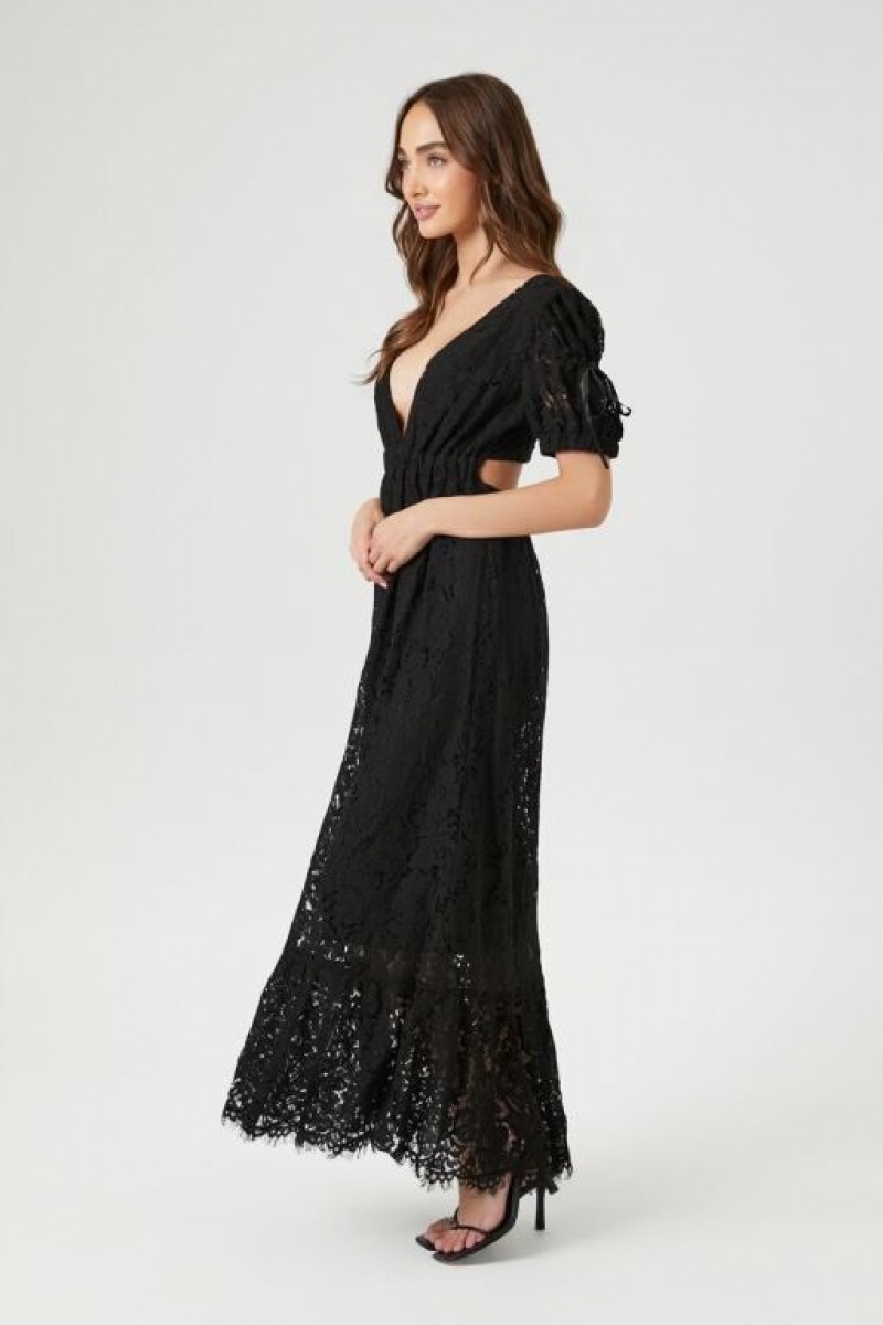 Vestido Forever 21 Lace Flounce Hem Maxi Mujer Negras | irIgPOnxKpX