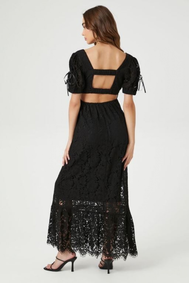 Vestido Forever 21 Lace Flounce Hem Maxi Mujer Negras | irIgPOnxKpX