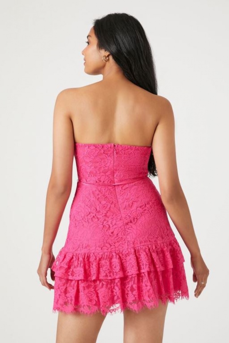 Vestido Forever 21 Lace Sweetheart Ruffle Trim Mujer Rosas | pDiSyZrqwWK