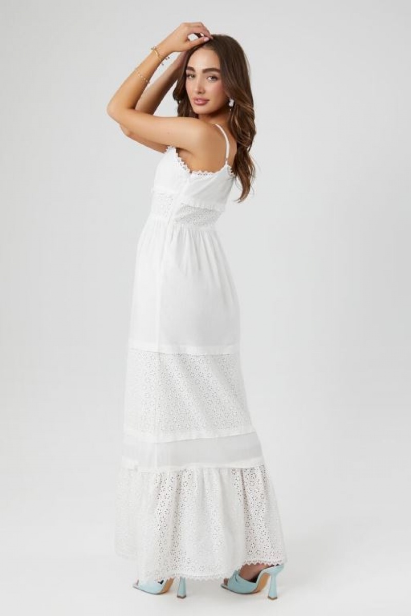 Vestido Forever 21 Lace Trim Eyelet Maxi Mujer Blancas | ohzroBEkMr4