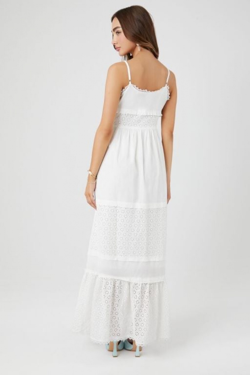 Vestido Forever 21 Lace Trim Eyelet Maxi Mujer Blancas | ohzroBEkMr4