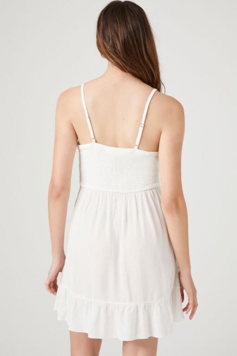 Vestido Forever 21 Lace Trim Flounce Mini Mujer Blancas | UuW0EjkWBij