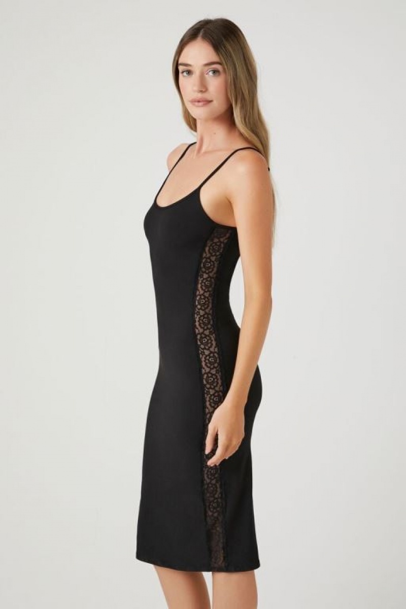 Vestido Forever 21 Lace Trim Lingerie Midi Slip Mujer Negras | qbbCJVbg6oQ