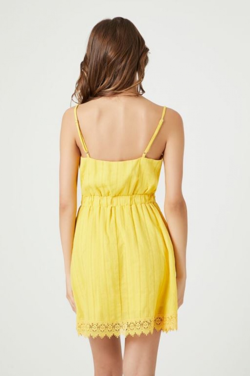 Vestido Forever 21 Lace Trim Mini Mujer Amarillo | fkPo5HQug0A