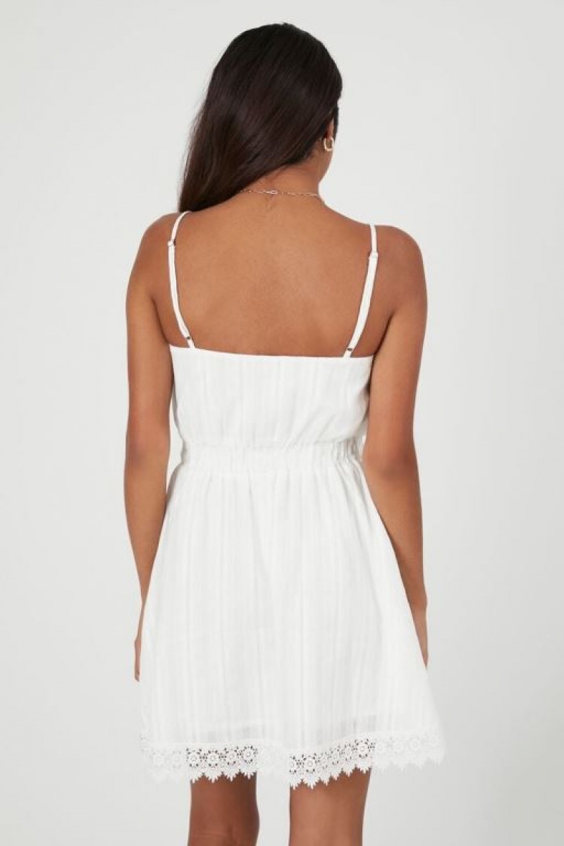 Vestido Forever 21 Lace Trim Mini Mujer Blancas | VSjkzI6Enbi