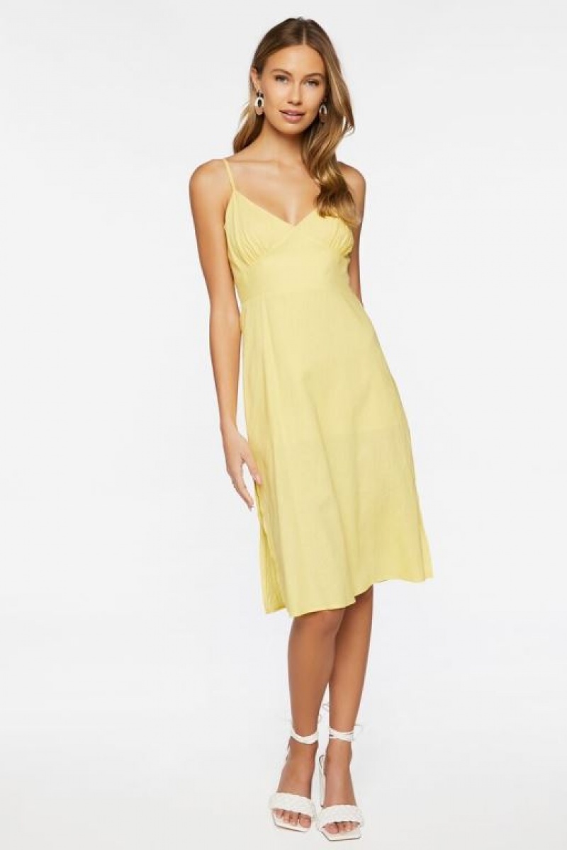 Vestido Forever 21 Linen Blend Cami Midi Mujer Mimosa | b9WcWUmKS4u