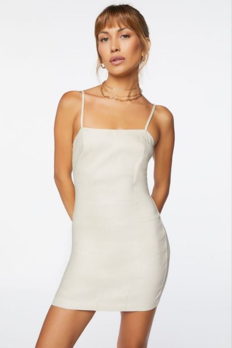 Vestido Forever 21 Linen Blend Cami Mini Mujer Beige | yoM3oaC7SRx