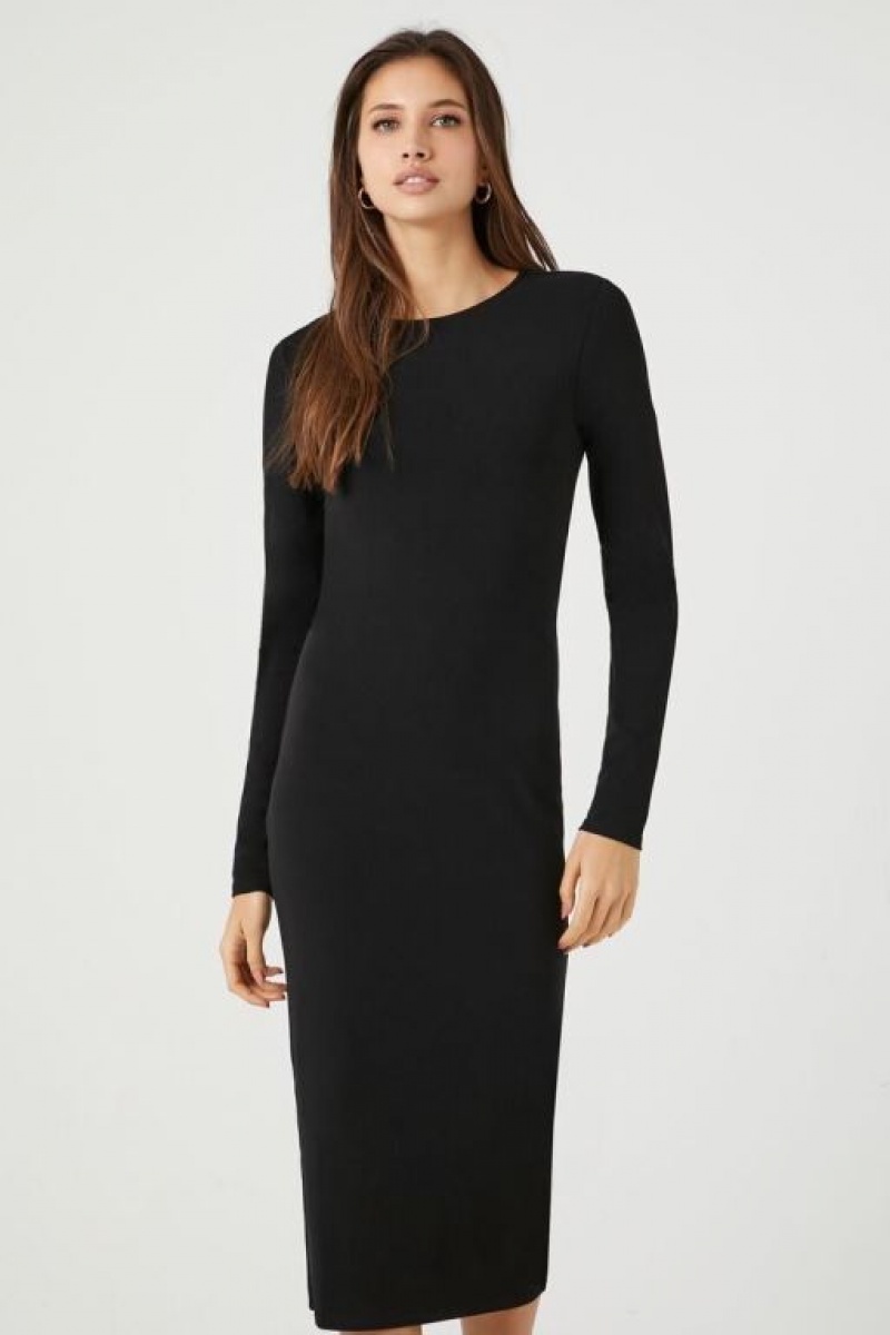 Vestido Forever 21 Long Sleeve Bodycon Midi Mujer Negras | lq27nRaJkXT