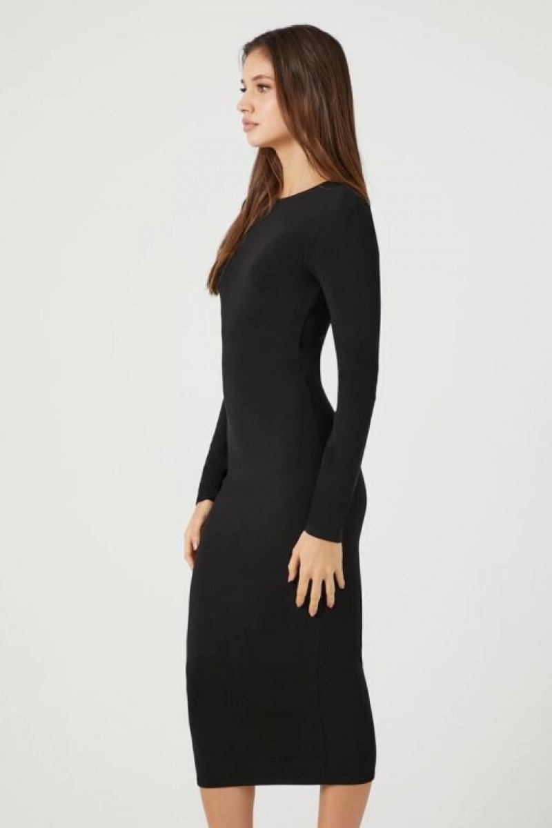 Vestido Forever 21 Long Sleeve Bodycon Midi Mujer Negras | lq27nRaJkXT