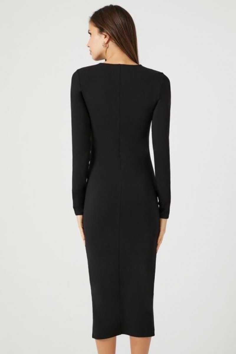 Vestido Forever 21 Long Sleeve Bodycon Midi Mujer Negras | lq27nRaJkXT