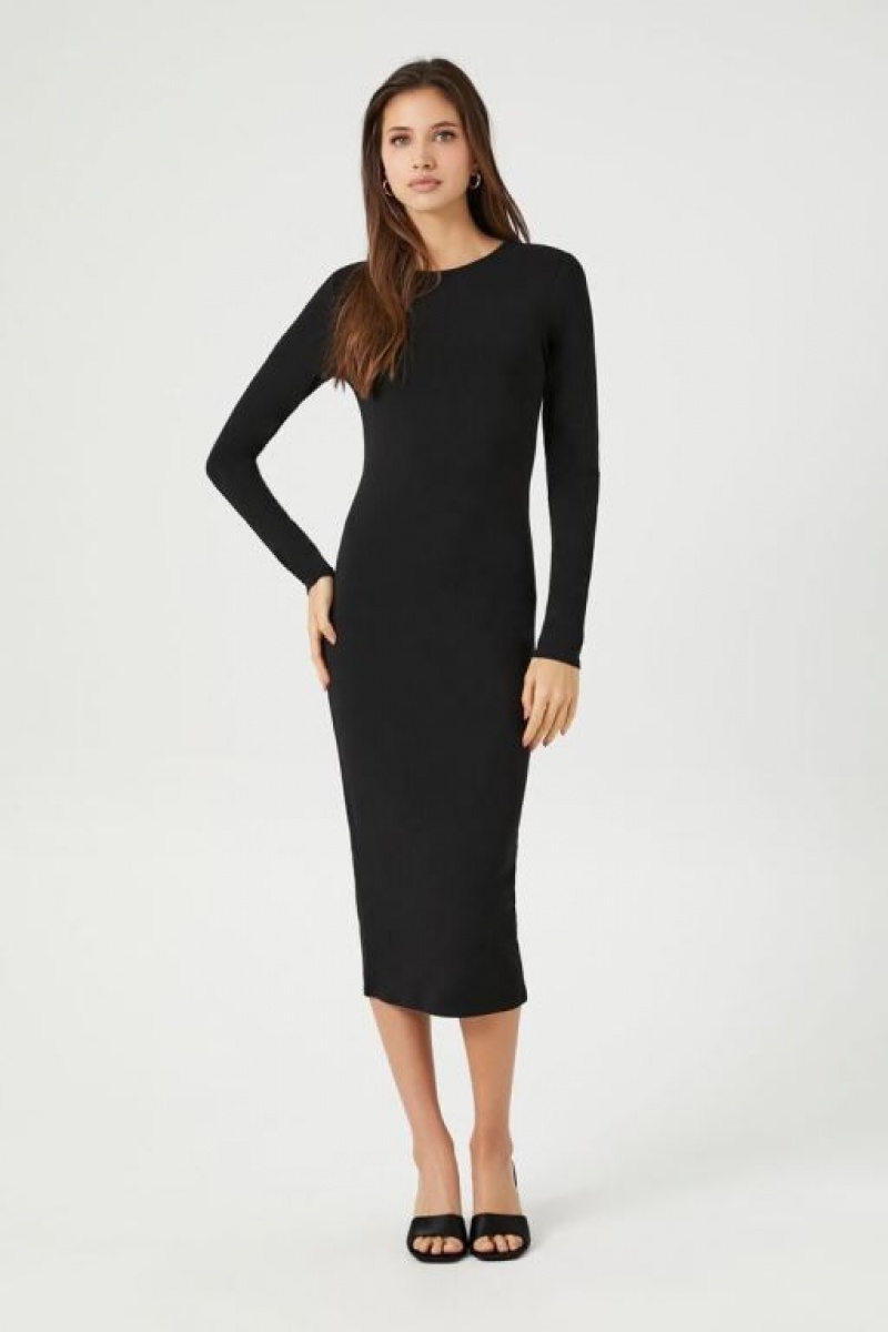 Vestido Forever 21 Long Sleeve Bodycon Midi Mujer Negras | lq27nRaJkXT