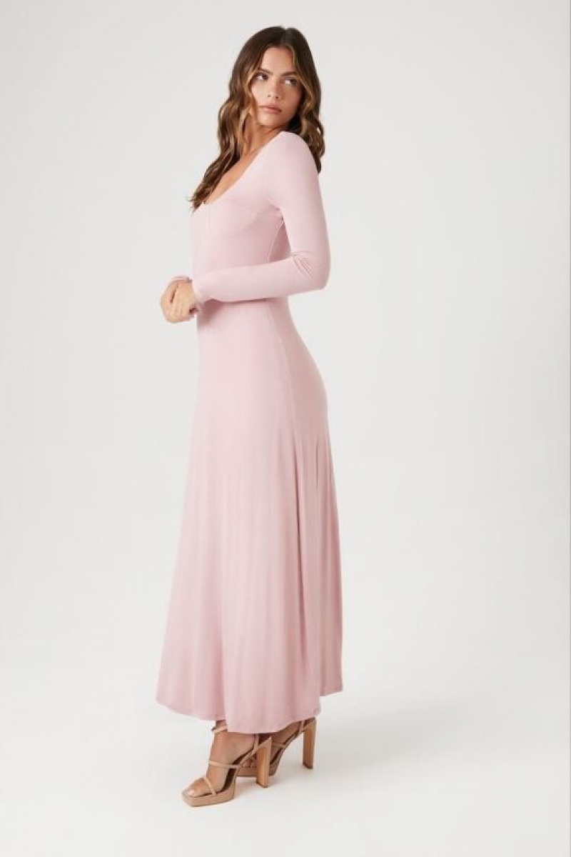 Vestido Forever 21 Long Sleeve Maxi Mujer Moradas | VYJtFiwpEPw