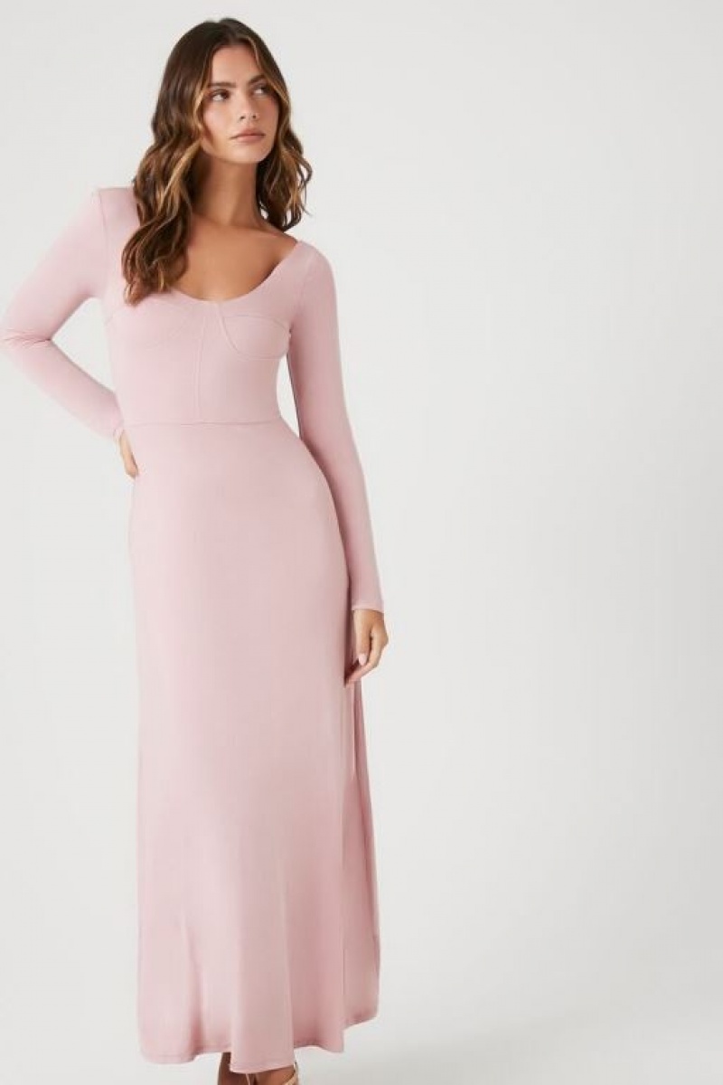 Vestido Forever 21 Long Sleeve Maxi Mujer Moradas | VYJtFiwpEPw