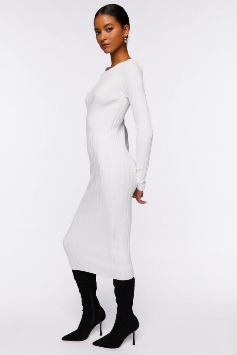 Vestido Forever 21 Long Sleeve Midi Mujer Creme | jaJDAbdB5xv