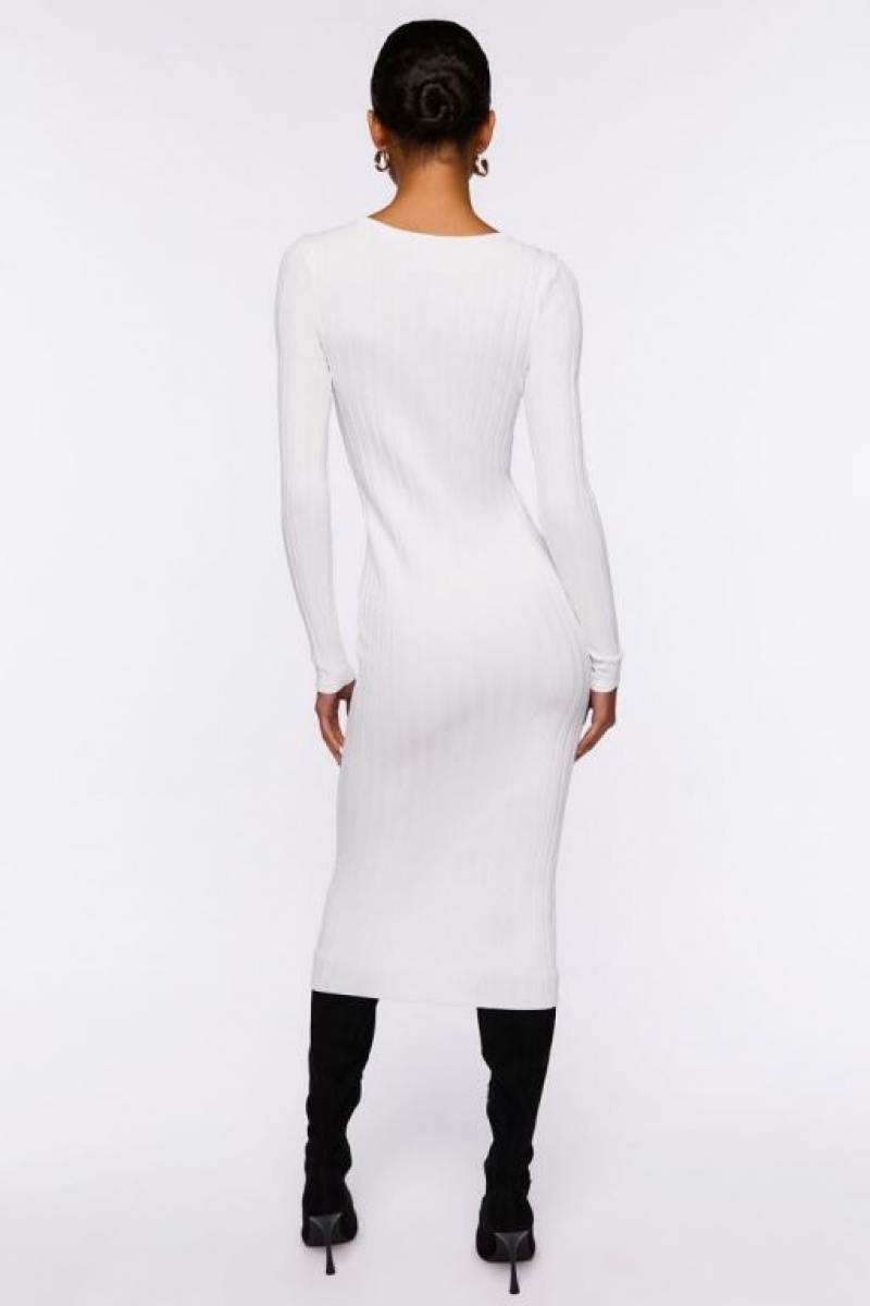 Vestido Forever 21 Long Sleeve Midi Mujer Creme | jaJDAbdB5xv