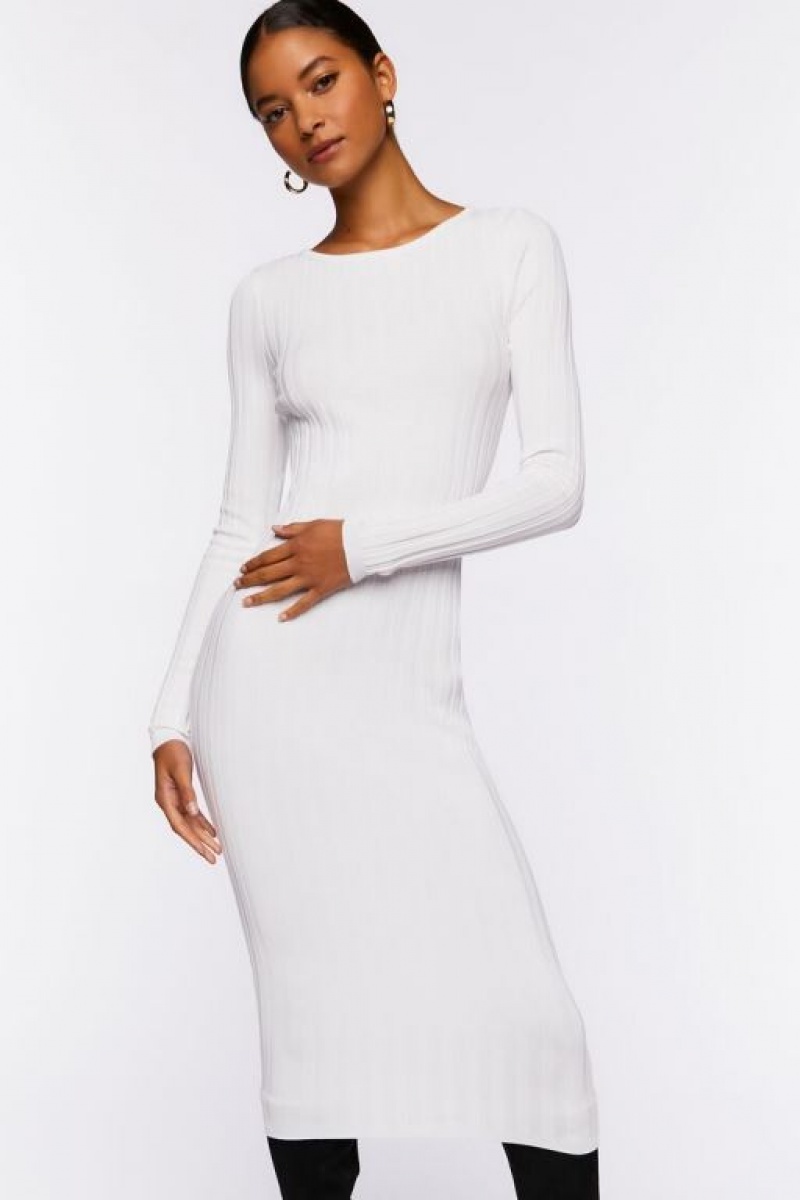 Vestido Forever 21 Long Sleeve Midi Mujer Creme | jaJDAbdB5xv