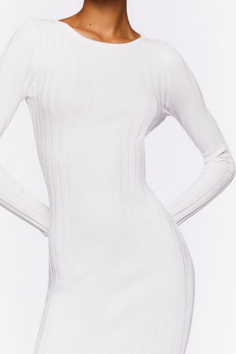 Vestido Forever 21 Long Sleeve Midi Mujer Creme | jaJDAbdB5xv