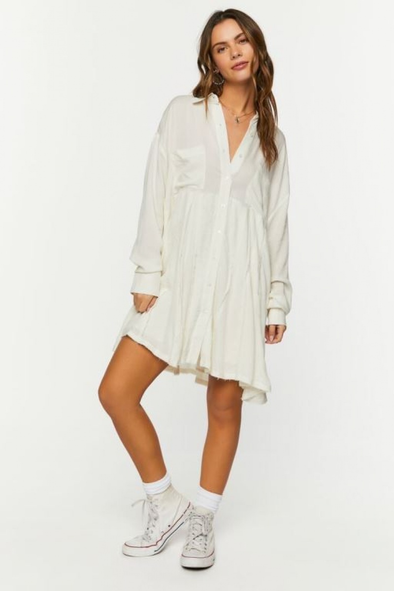 Vestido Forever 21 Long Sleeve Mini Mujer Blancas | zv0tk7cwU9P