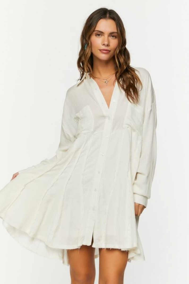 Vestido Forever 21 Long Sleeve Mini Mujer Blancas | zv0tk7cwU9P