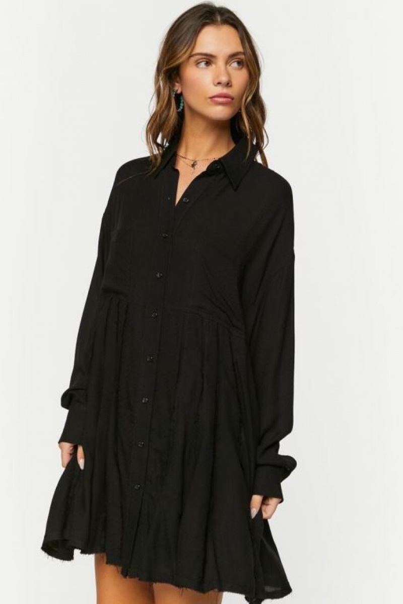 Vestido Forever 21 Long Sleeve Mini Mujer Negras | DtoV2FCbAnE