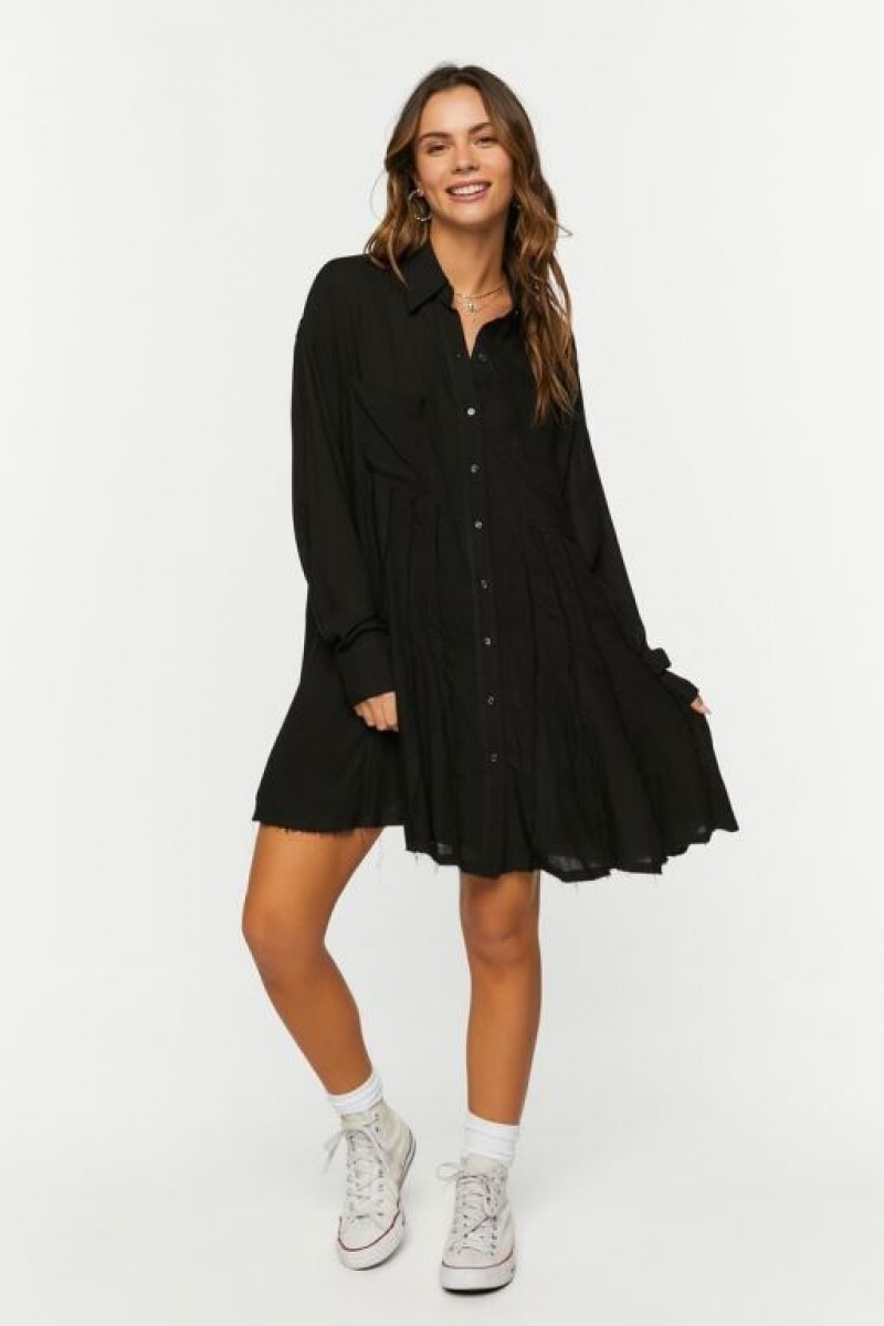 Vestido Forever 21 Long Sleeve Mini Mujer Negras | DtoV2FCbAnE