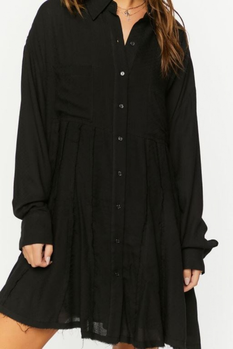 Vestido Forever 21 Long Sleeve Mini Mujer Negras | DtoV2FCbAnE