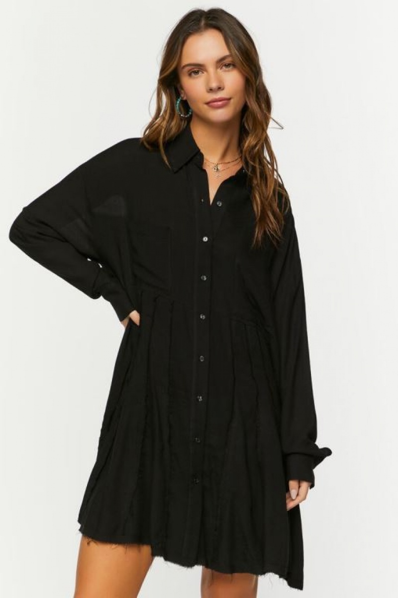 Vestido Forever 21 Long Sleeve Mini Mujer Negras | DtoV2FCbAnE