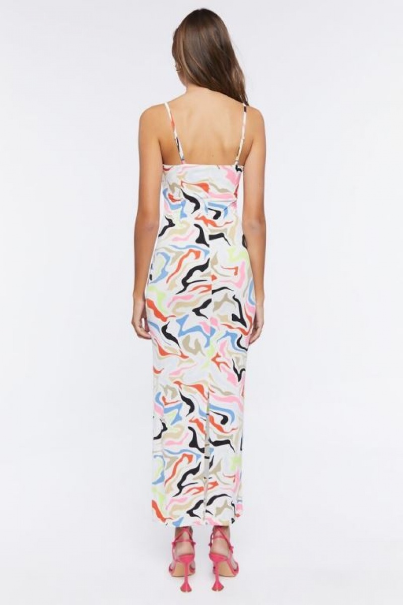 Vestido Forever 21 Marble Print Midi Cami Mujer Blancas Multicolor | YULBG0rKh41