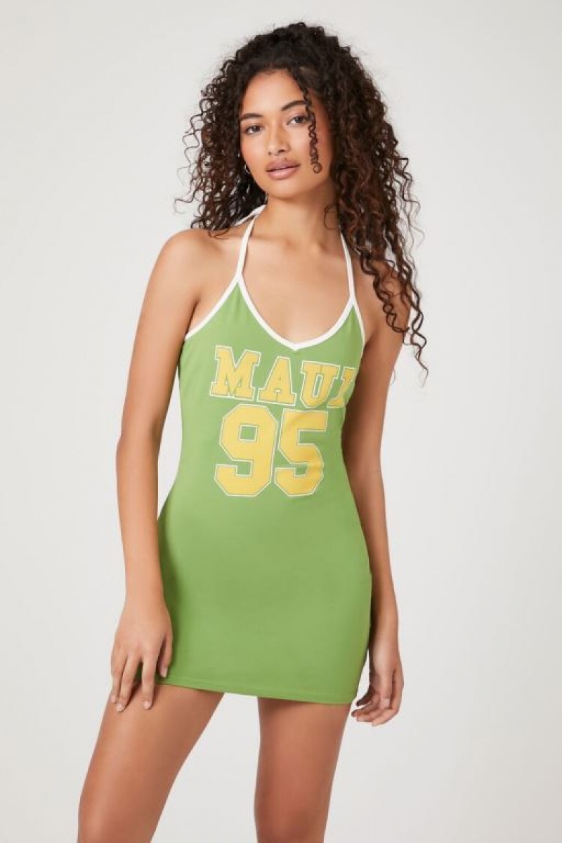 Vestido Forever 21 Maui Estampadas Halter Mini Mujer Verde Multicolor | uGCbiWBNmwm