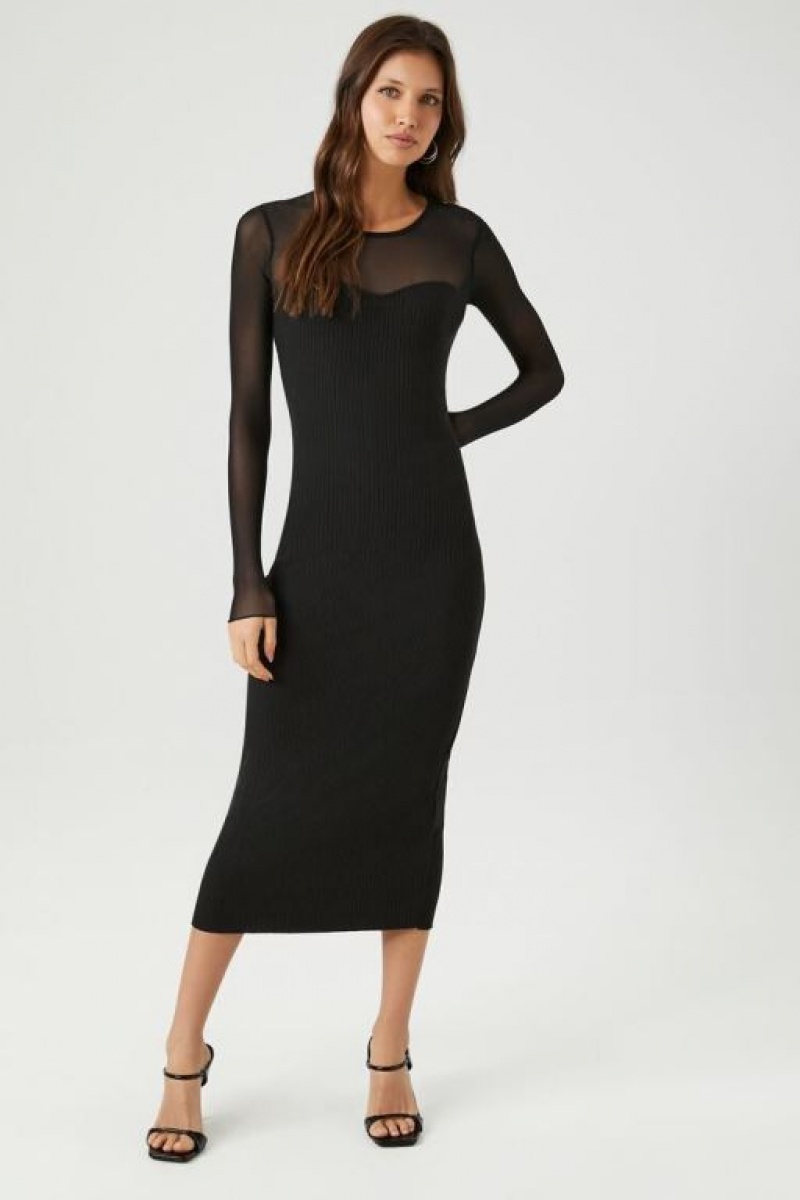 Vestido Forever 21 Mesh Bodycon Midi Mujer Negras | PcnU5FkLXzI