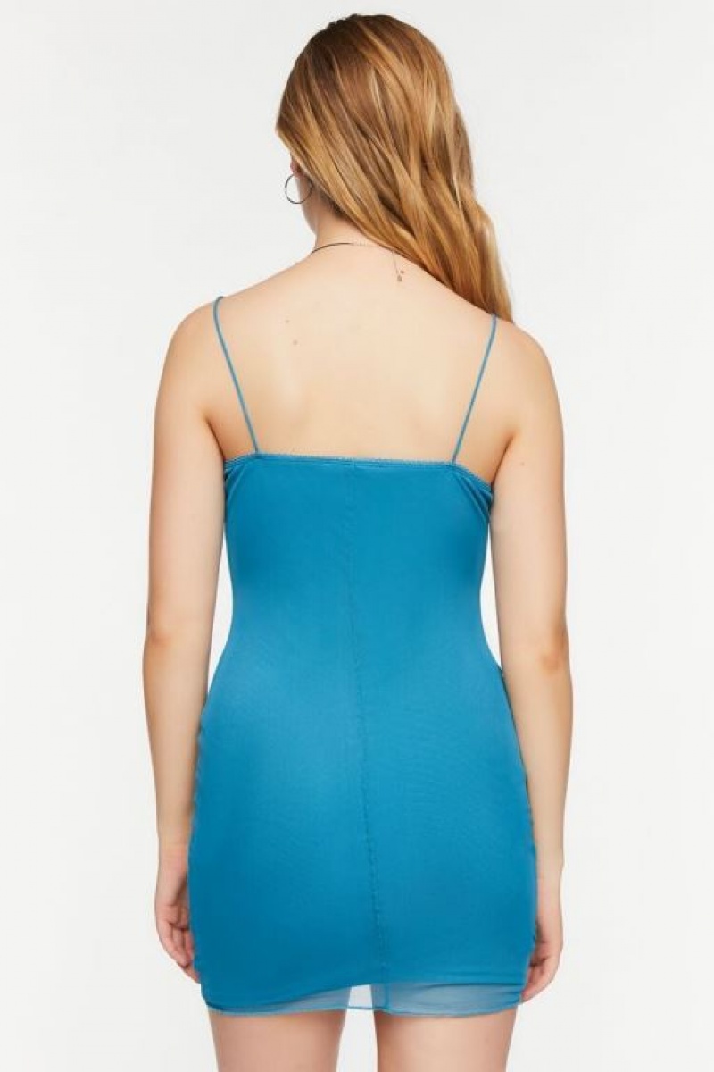 Vestido Forever 21 Mesh Cami Mini Mujer Azules | wdfitwFndDe