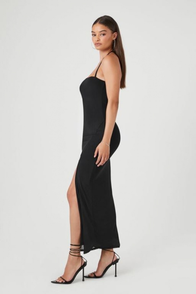 Vestido Forever 21 Mesh Halter Seamed Maxi Mujer Negras Negras | caKtN0jK76n