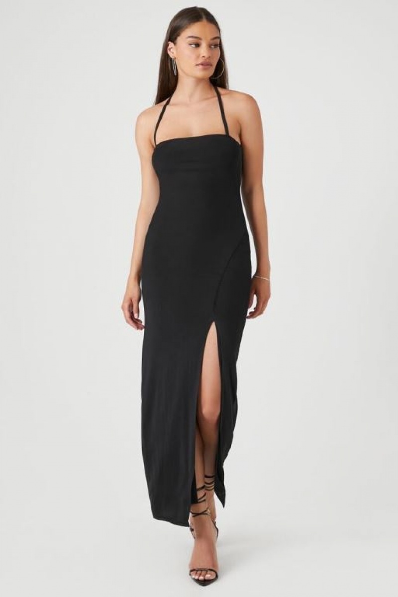 Vestido Forever 21 Mesh Halter Seamed Maxi Mujer Negras Negras | caKtN0jK76n