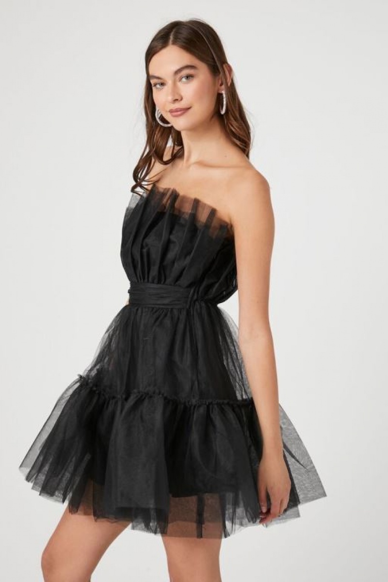 Vestido Forever 21 Mesh Strapless Mini Mujer Negras | hKsXILVwhrx