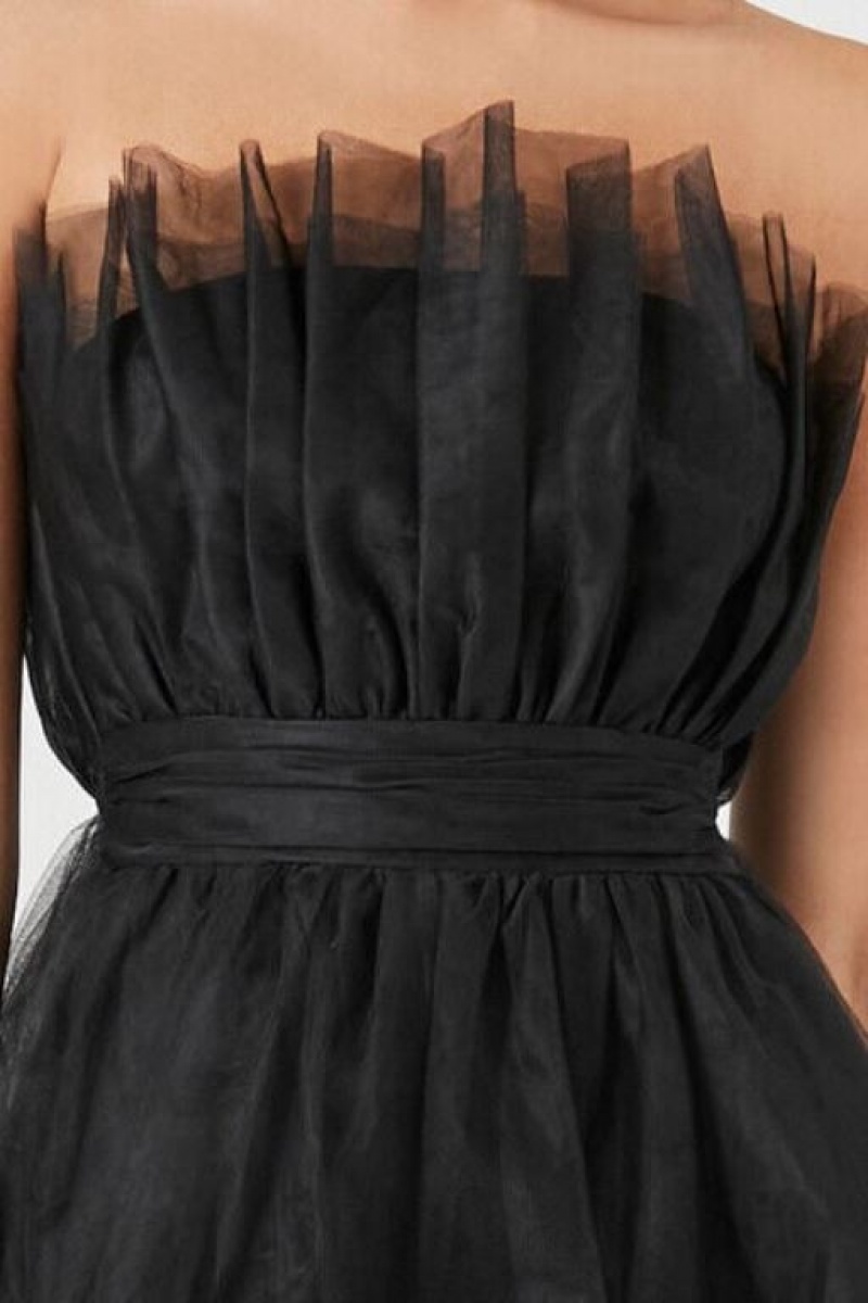 Vestido Forever 21 Mesh Strapless Mini Mujer Negras | hKsXILVwhrx