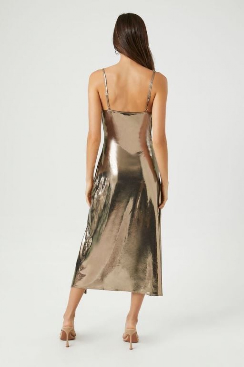 Vestido Forever 21 Metallic Cowl Neck Midi Mujer Gris | dgQIgpcBf7A