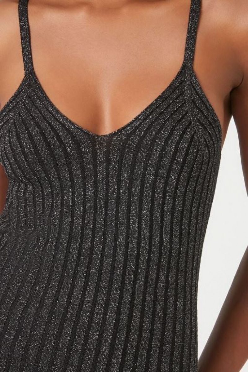 Vestido Forever 21 Metallic Knit Bodycon Mujer Negras Plateadas | PDn8LuSdwEt