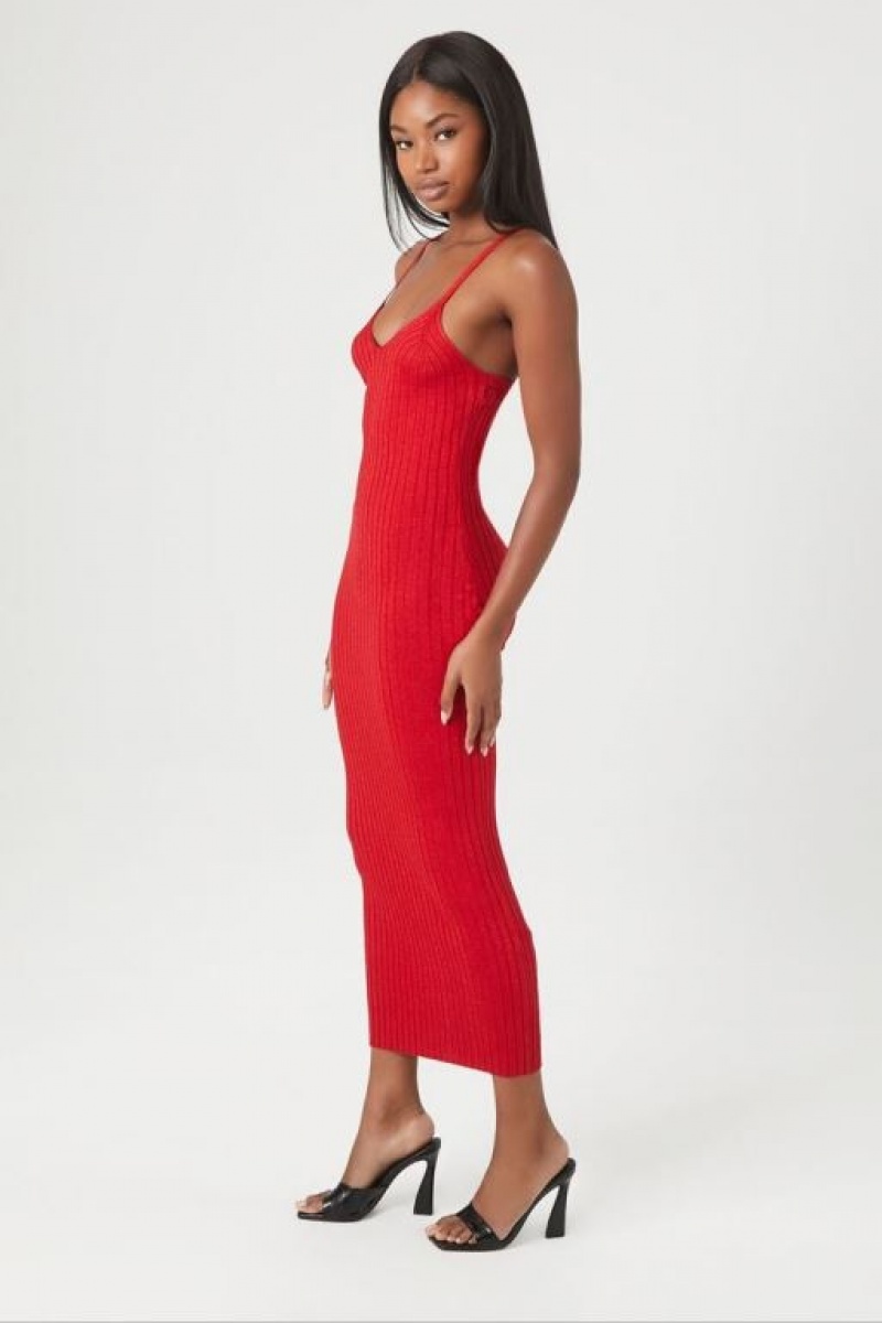 Vestido Forever 21 Metallic Knit Bodycon Mujer Rojas Rojas | QRrV4nRhKF1